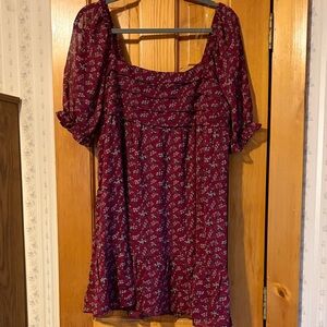 Francesca's Collections Burgundy Floral Dress